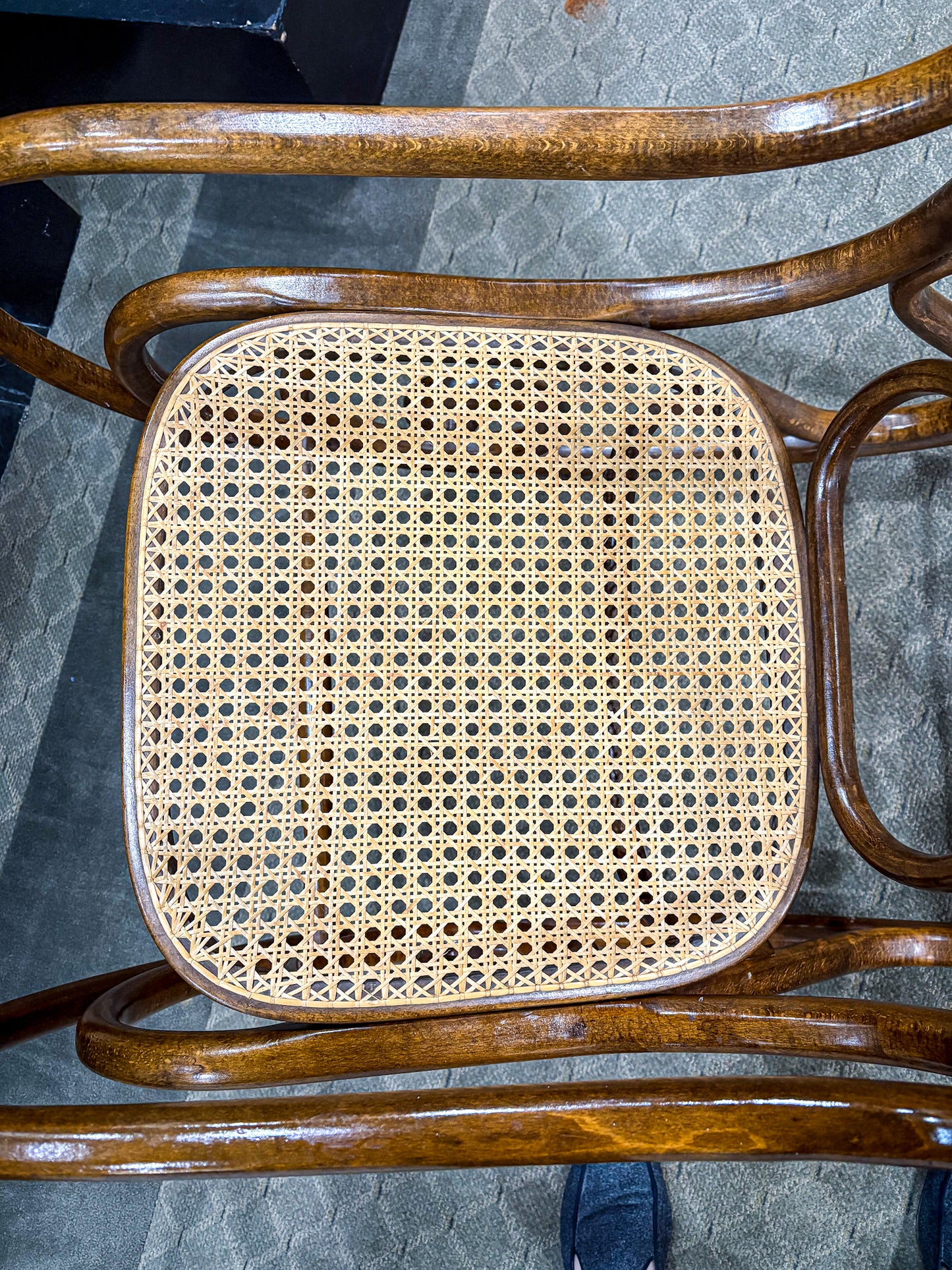 Vintage Bentwood Cane Back Seat Thonet Style Rocking Chair