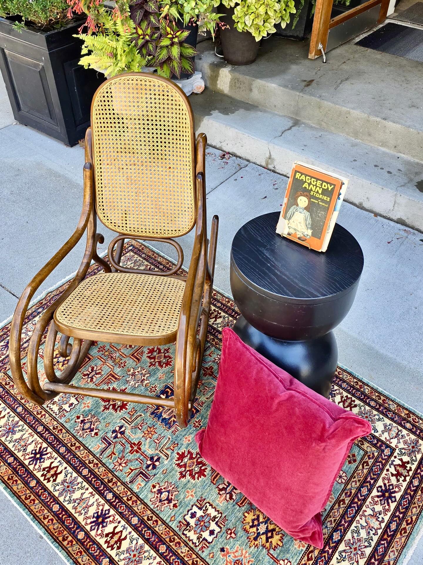 Vintage Bentwood Cane Back Seat Thonet Style Rocking Chair
