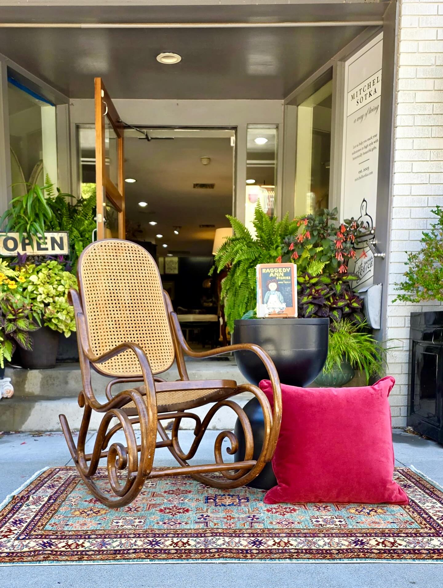 Vintage Bentwood Cane Back Seat Thonet Style Rocking Chair