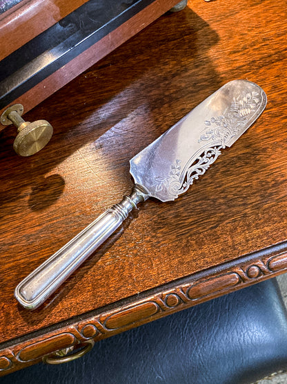 Vintage Birks Saxon Sterling Silver Handle Engraved Filigree Cake Server
