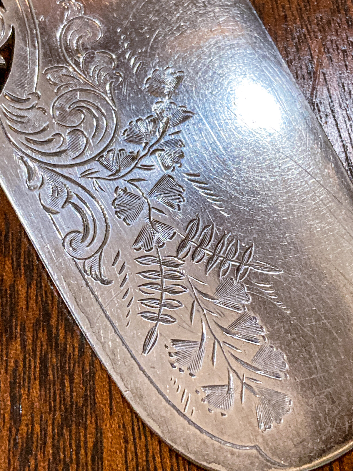 Vintage Birks Saxon Sterling Silver Handle Engraved Filigree Cake Server