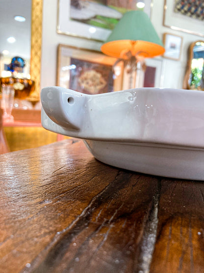 Vintage Blue & White Perched Birds Chinese Porcelain Warming Tray Plate