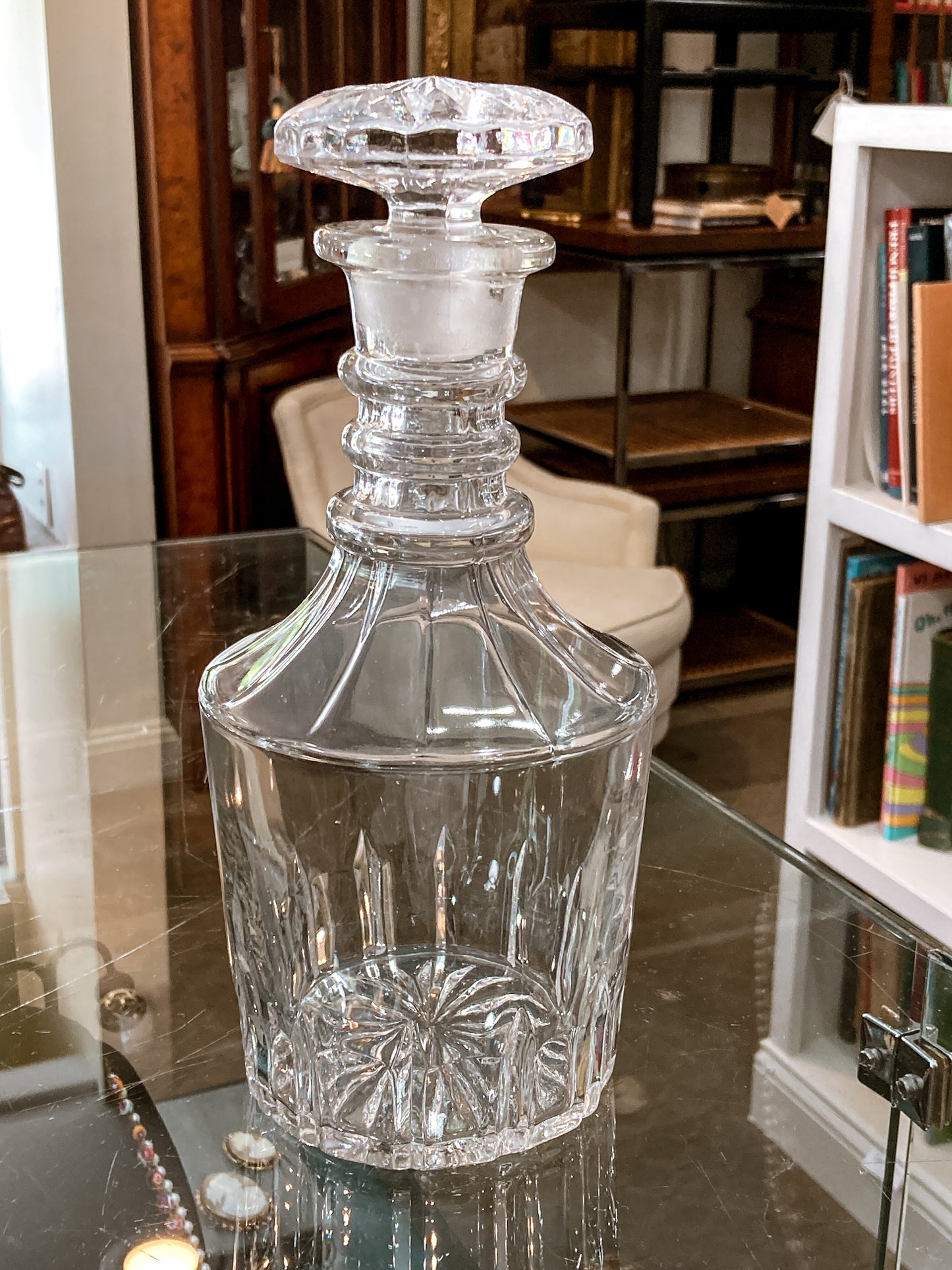 Vintage Barware Clear Brilliant Style Molded Glass Decanter