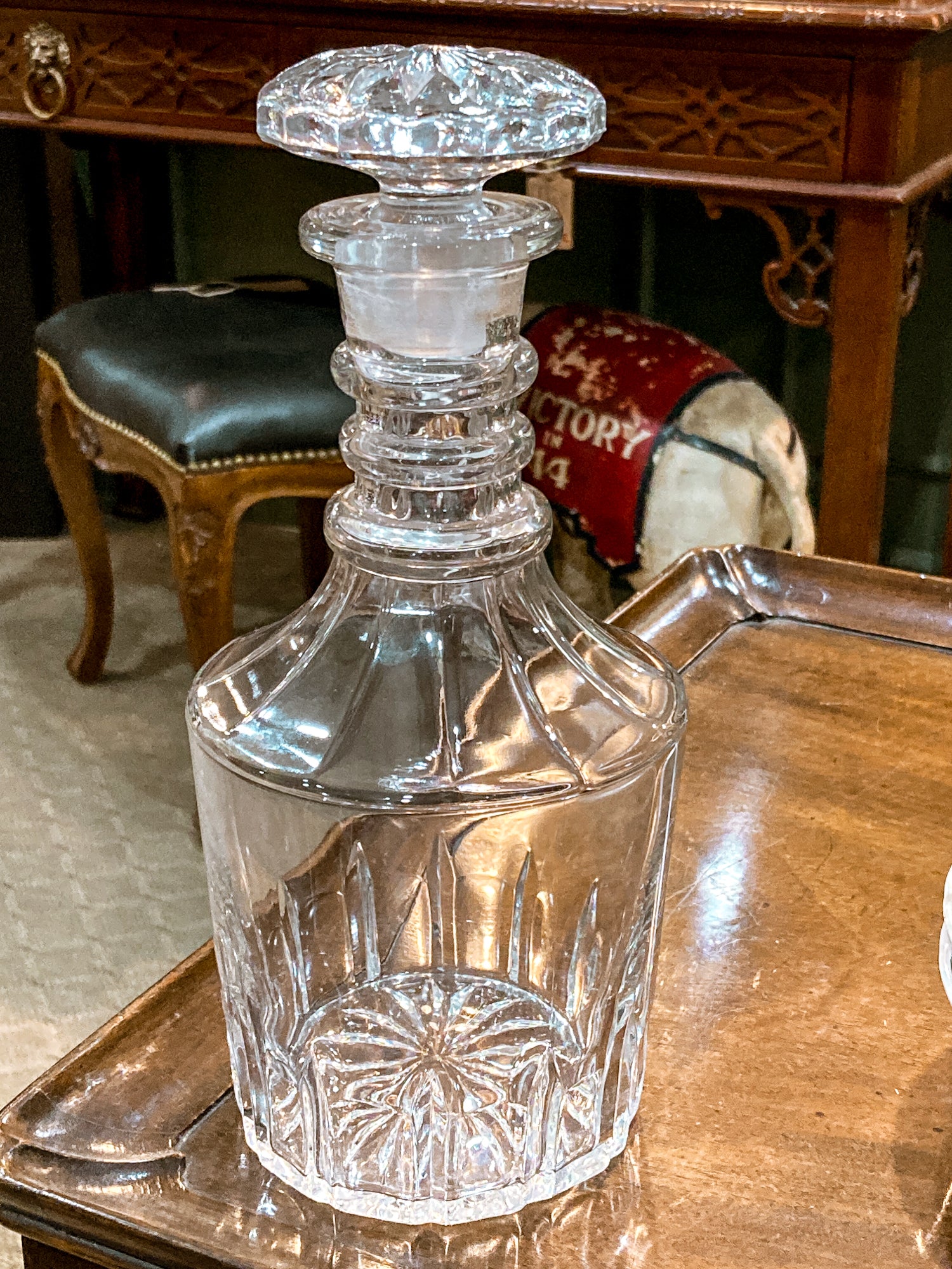 Vintage Barware Clear Brilliant Style Molded Glass Decanter