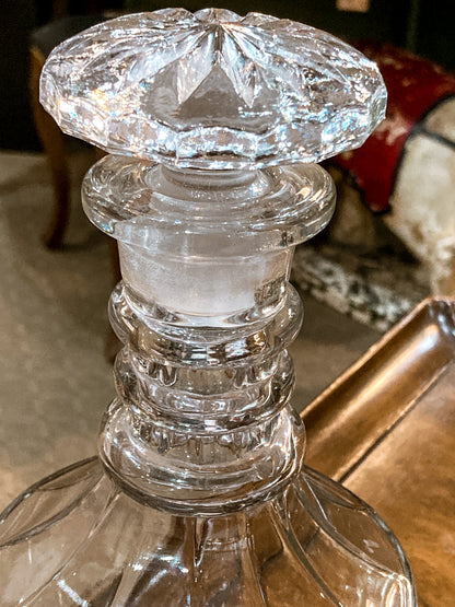 Vintage Barware Clear Brilliant Style Molded Glass Decanter