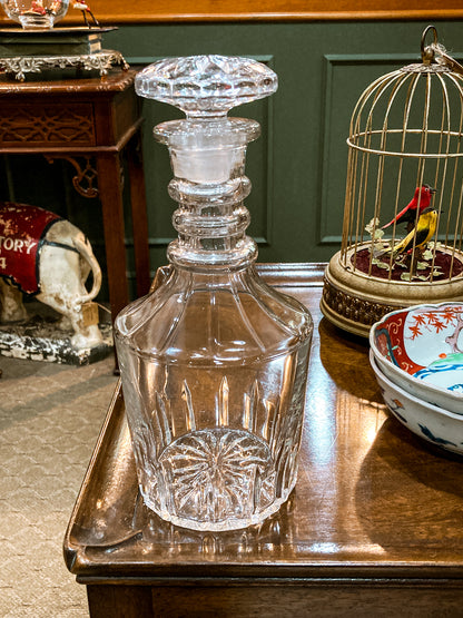 Vintage Barware Clear Brilliant Style Molded Glass Decanter