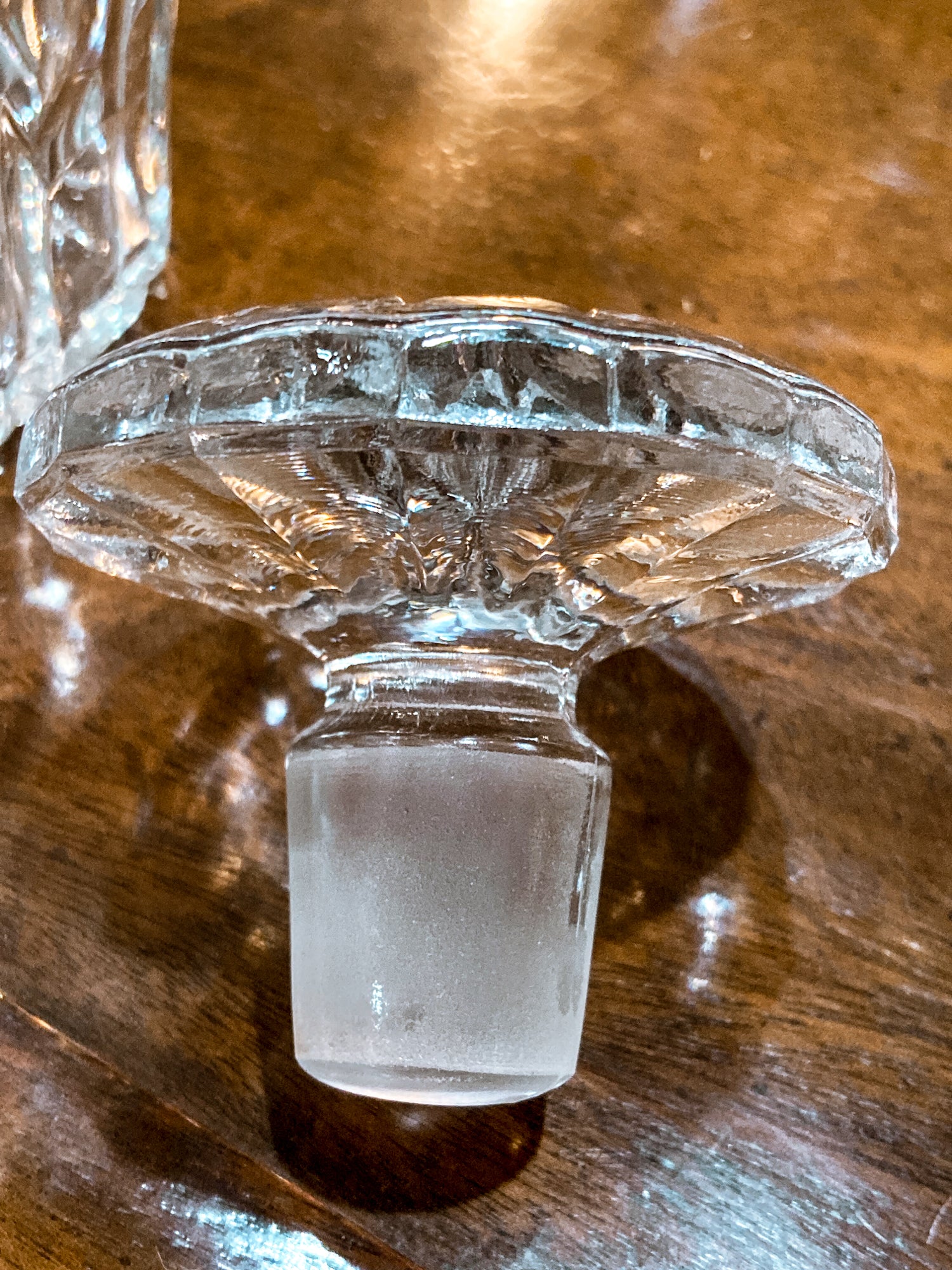 Vintage Barware Clear Brilliant Style Molded Glass Decanter
