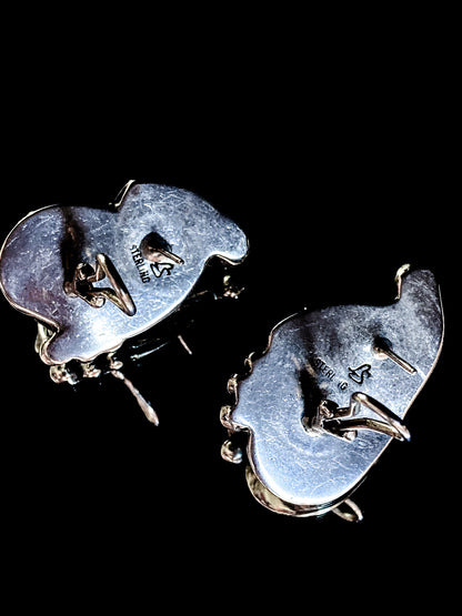 Vintage Danish Modern Style Sterling Silver Double Calla Lily Bouquet Post Earrings