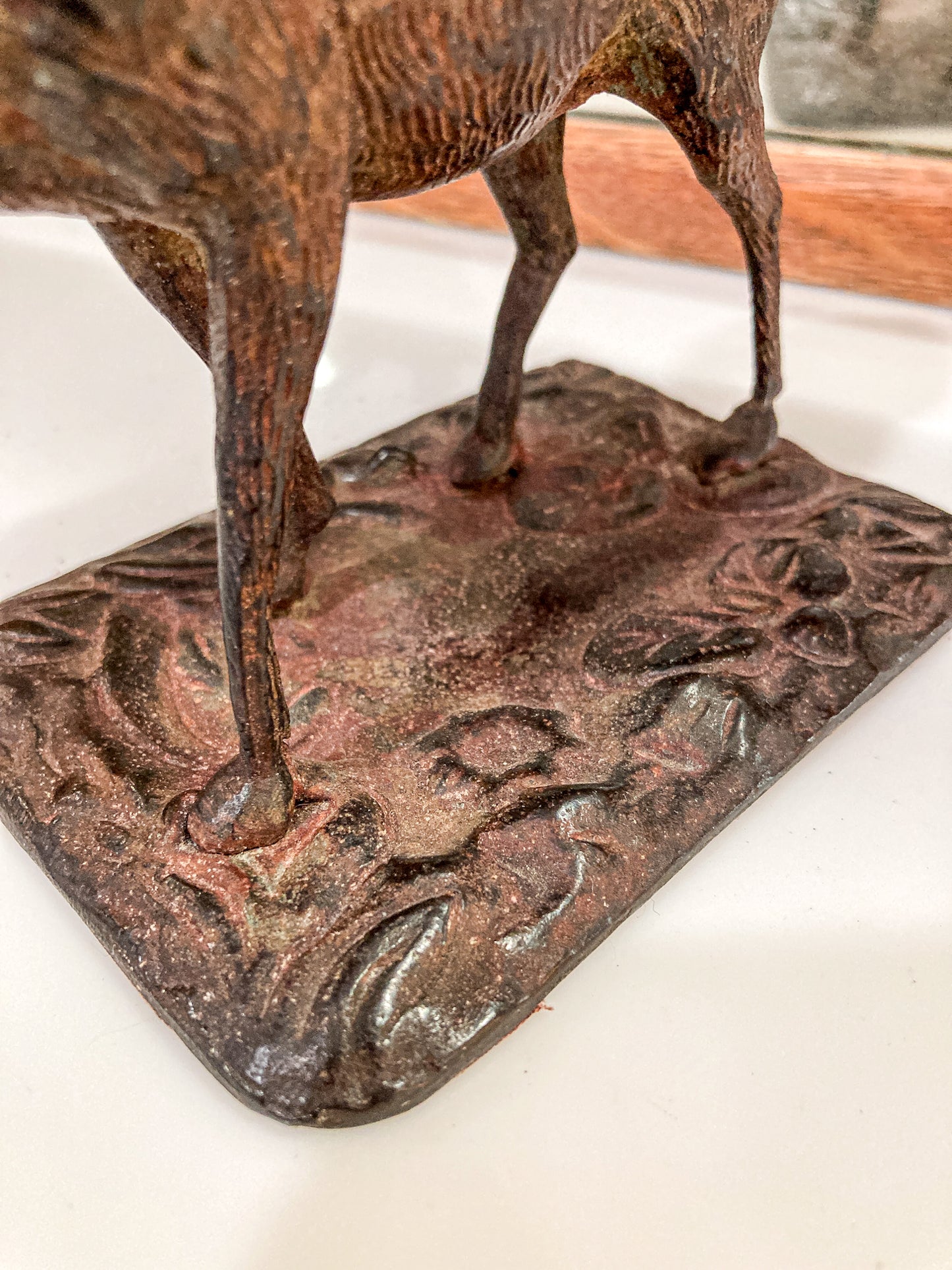 Vintage Cast Bronzed Metal Standing Elk Stag Table Top Sculpture