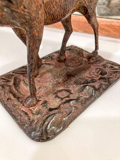 Vintage Cast Bronzed Metal Standing Elk Stag Table Top Sculpture