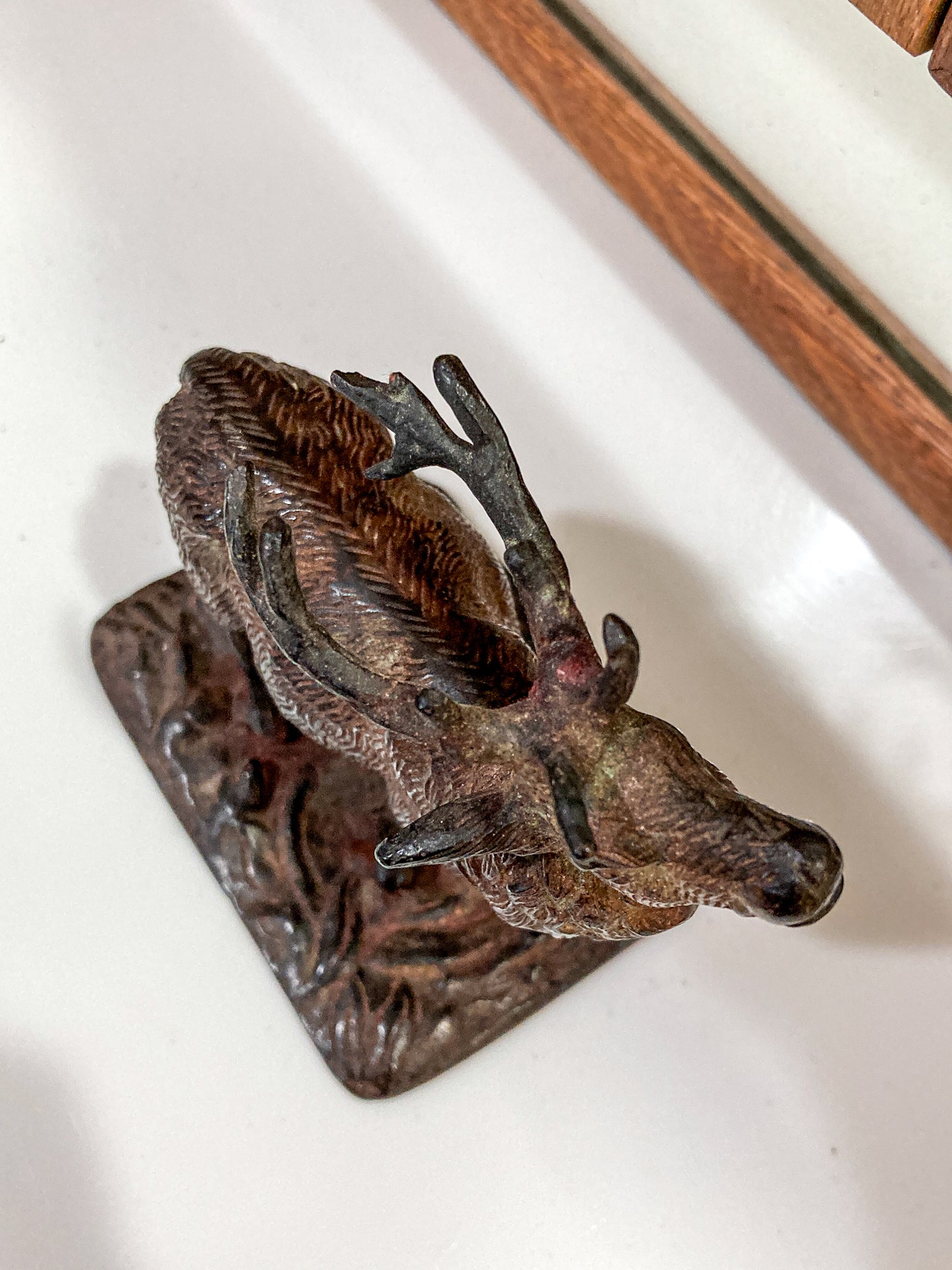 Vintage Cast Bronzed Metal Standing Elk Stag Table Top Sculpture