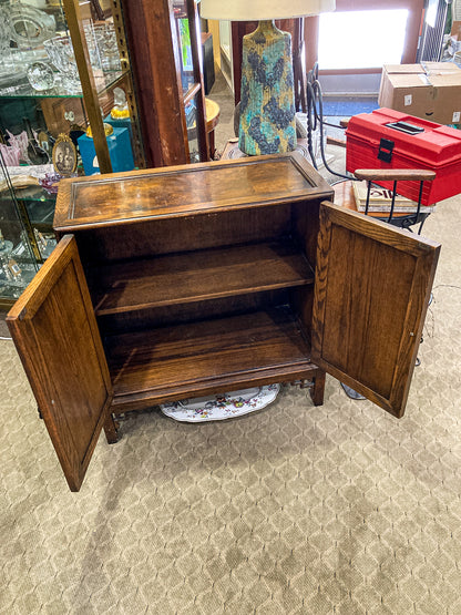 Vintage Chinese Inspired Raised Wood Two-Door Bookcase Cabinet