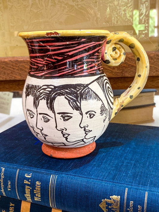 Vintage Daniel Postotnik Hand Potted Illustrative Portrait Mug As Found