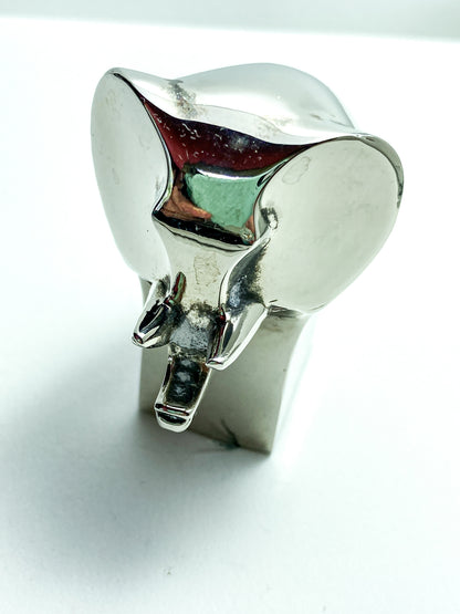 Vintage Dansk Polished Zinc Miniature Stylized Elephant Paperweight