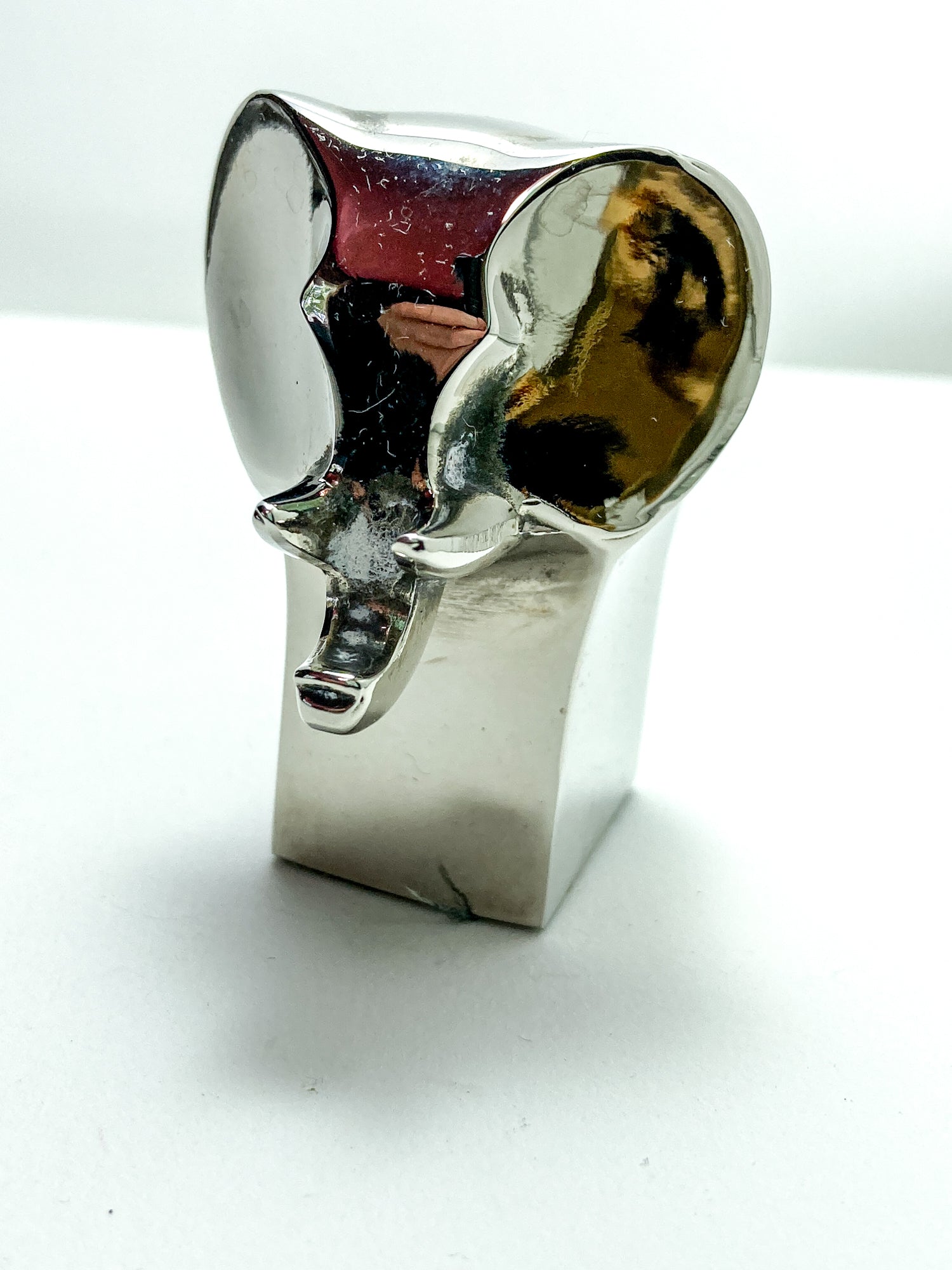 Vintage Dansk Polished Zinc Miniature Stylized Elephant Paperweight