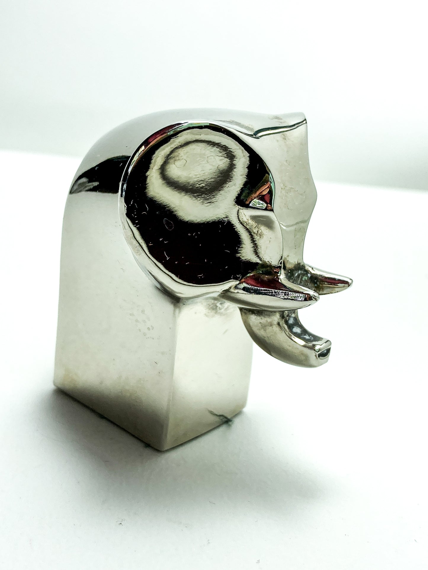 Vintage Dansk Polished Zinc Miniature Stylized Elephant Paperweight