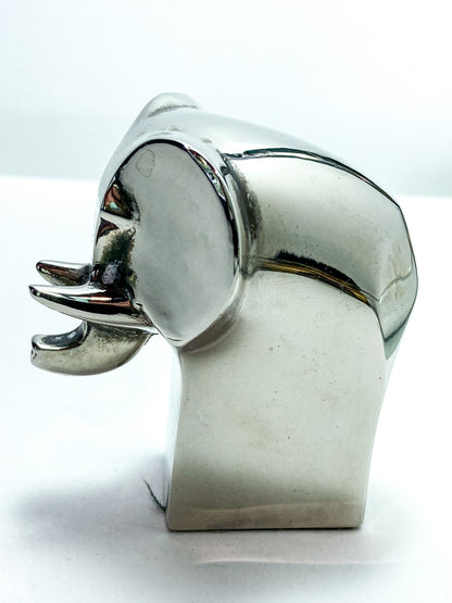 Vintage Dansk Polished Zinc Miniature Stylized Elephant Paperweight