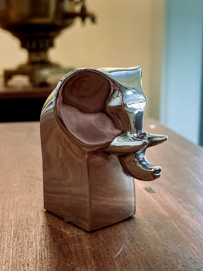 Vintage Dansk Polished Zinc Miniature Stylized Elephant Paperweight