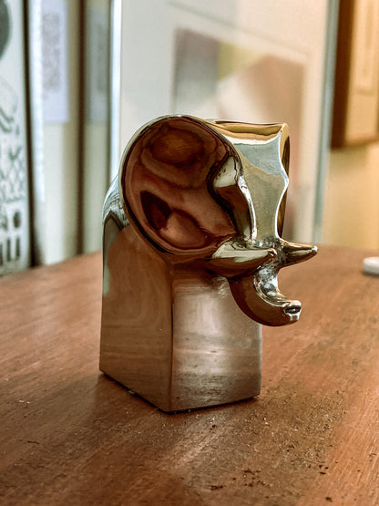 Vintage Dansk Polished Zinc Miniature Stylized Elephant Paperweight