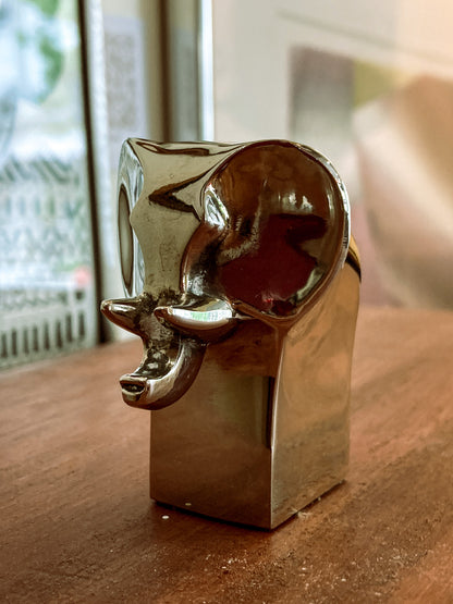 Vintage Dansk Polished Zinc Miniature Stylized Elephant Paperweight