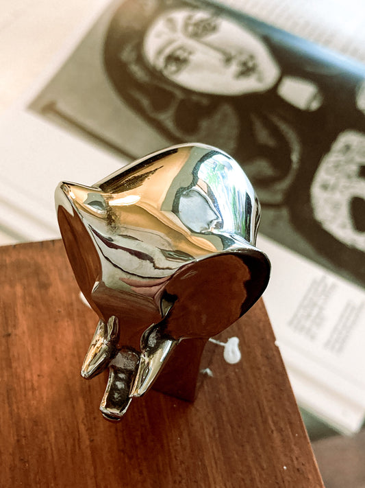 Vintage Dansk Polished Zinc Miniature Stylized Elephant Paperweight