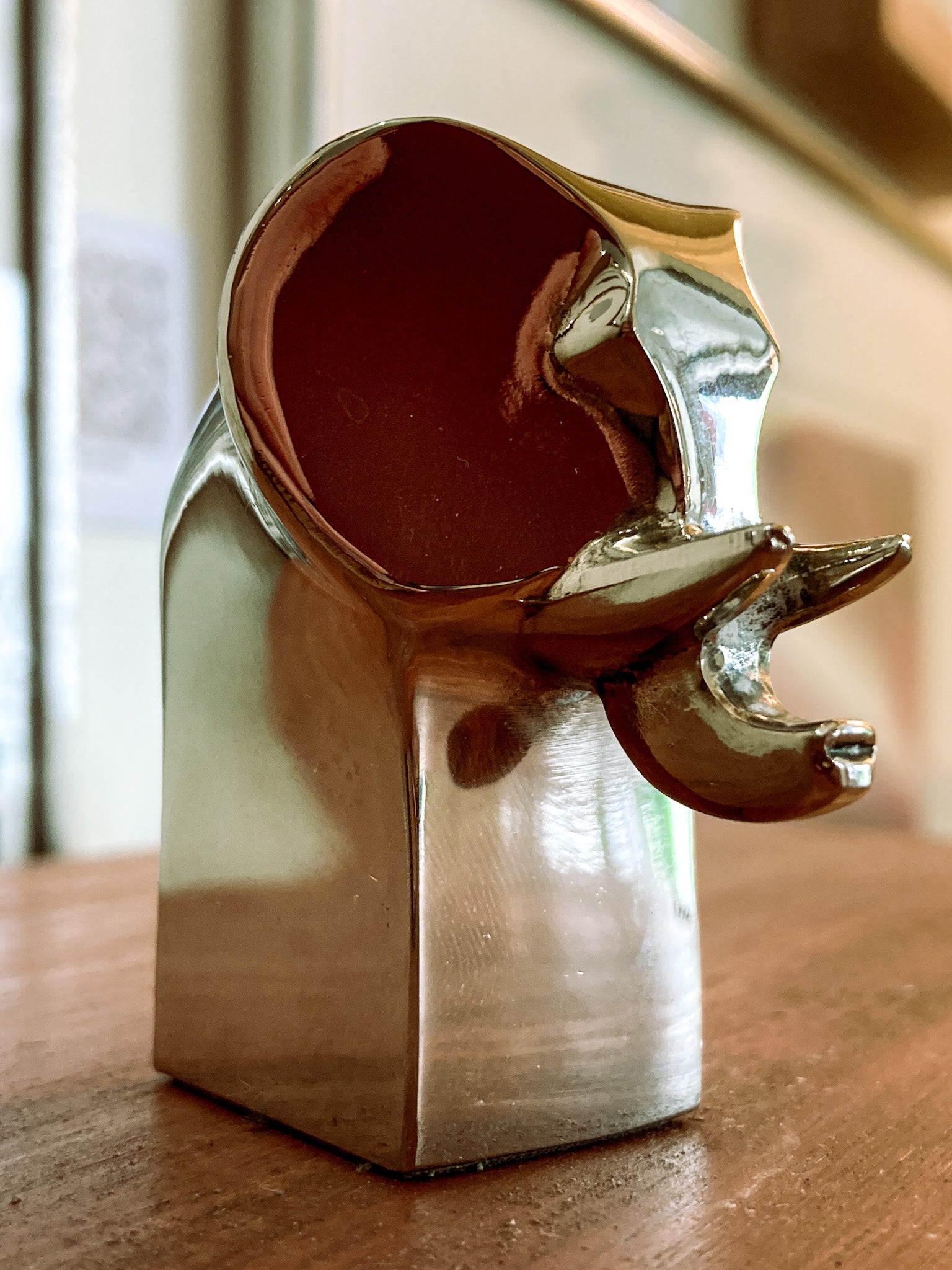 Vintage Dansk Polished Zinc Miniature Stylized Elephant Paperweight