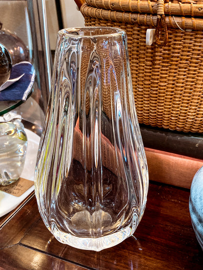 Radiant Vintage Daum Style Hand-Blown Thick Curvy Glass Vase