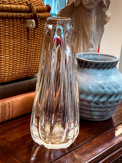 Radiant Vintage Daum Style Hand-Blown Thick Curvy Glass Vase