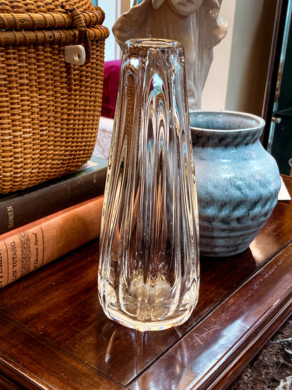 Radiant Vintage Daum Style Hand-Blown Thick Curvy Glass Vase