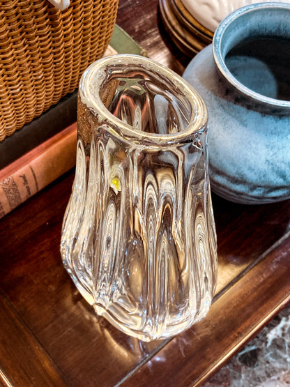 Radiant Vintage Daum Style Hand-Blown Thick Curvy Glass Vase