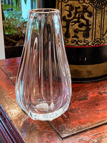 Radiant Vintage Daum Style Hand-Blown Thick Curvy Glass Vase