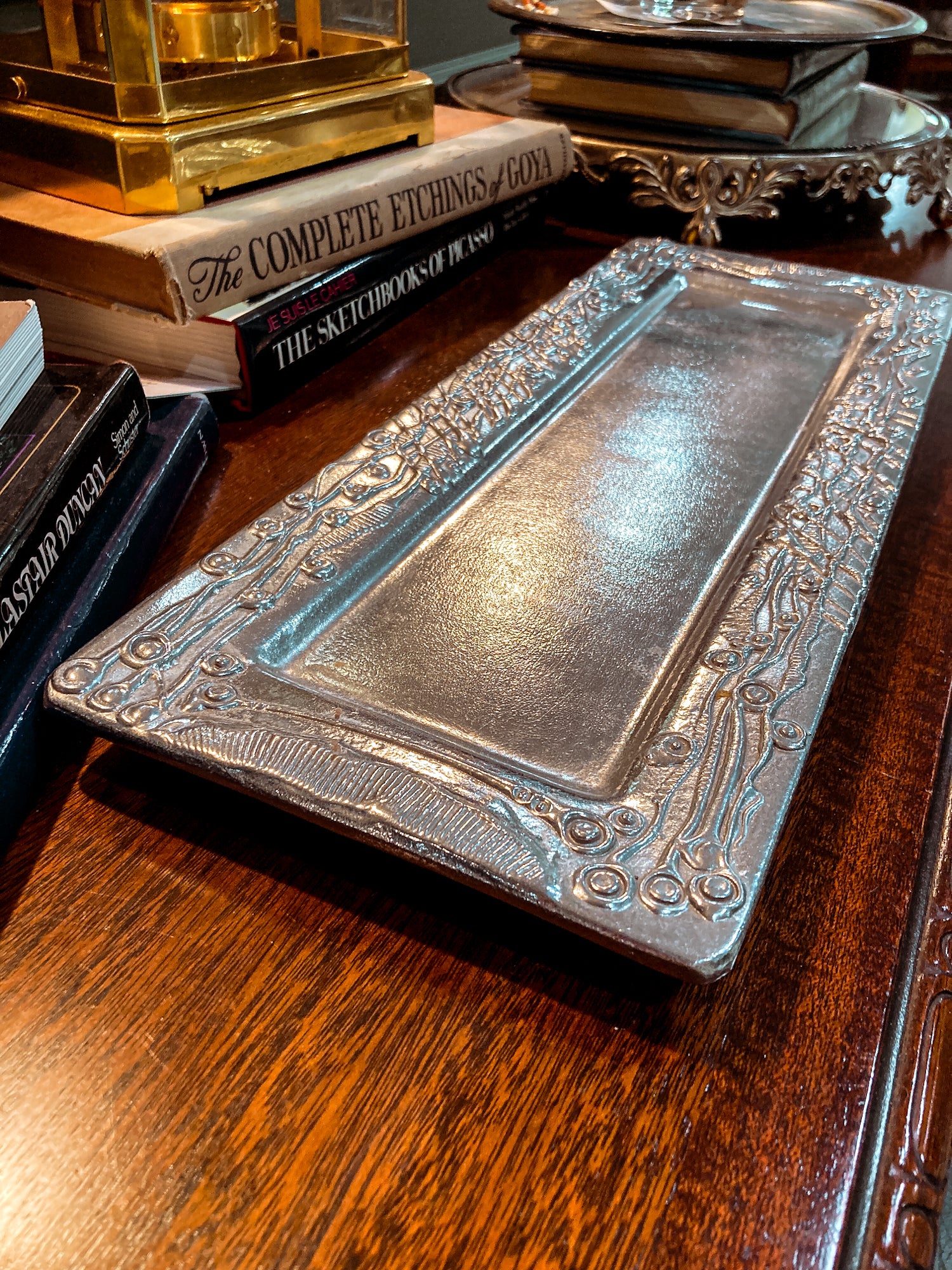 Vintage Don Drumm Studio Aluminum Metal Rectangular Narrow Platter Tray