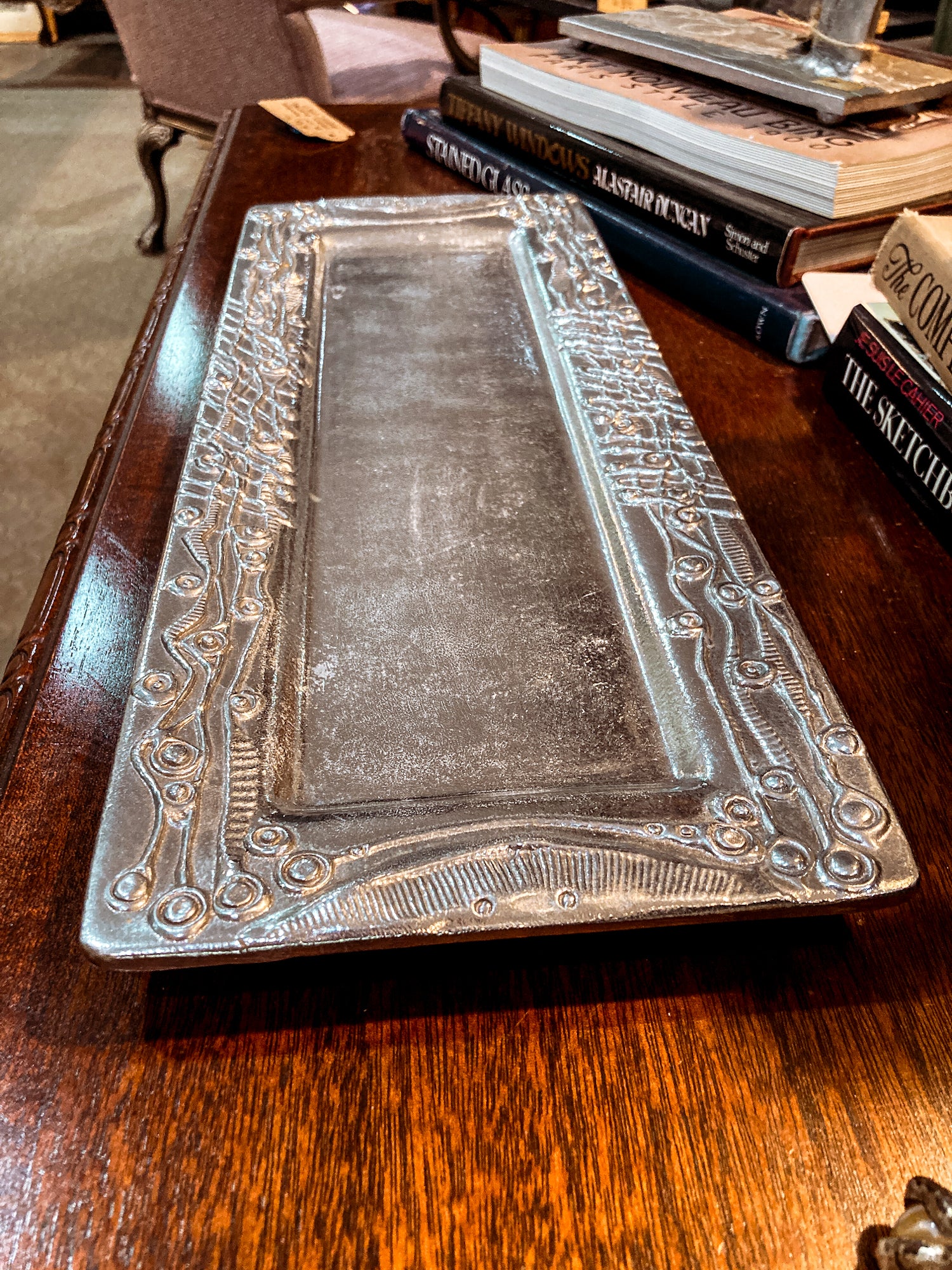 Vintage Don Drumm Studio Aluminum Metal Rectangular Narrow Platter Tray