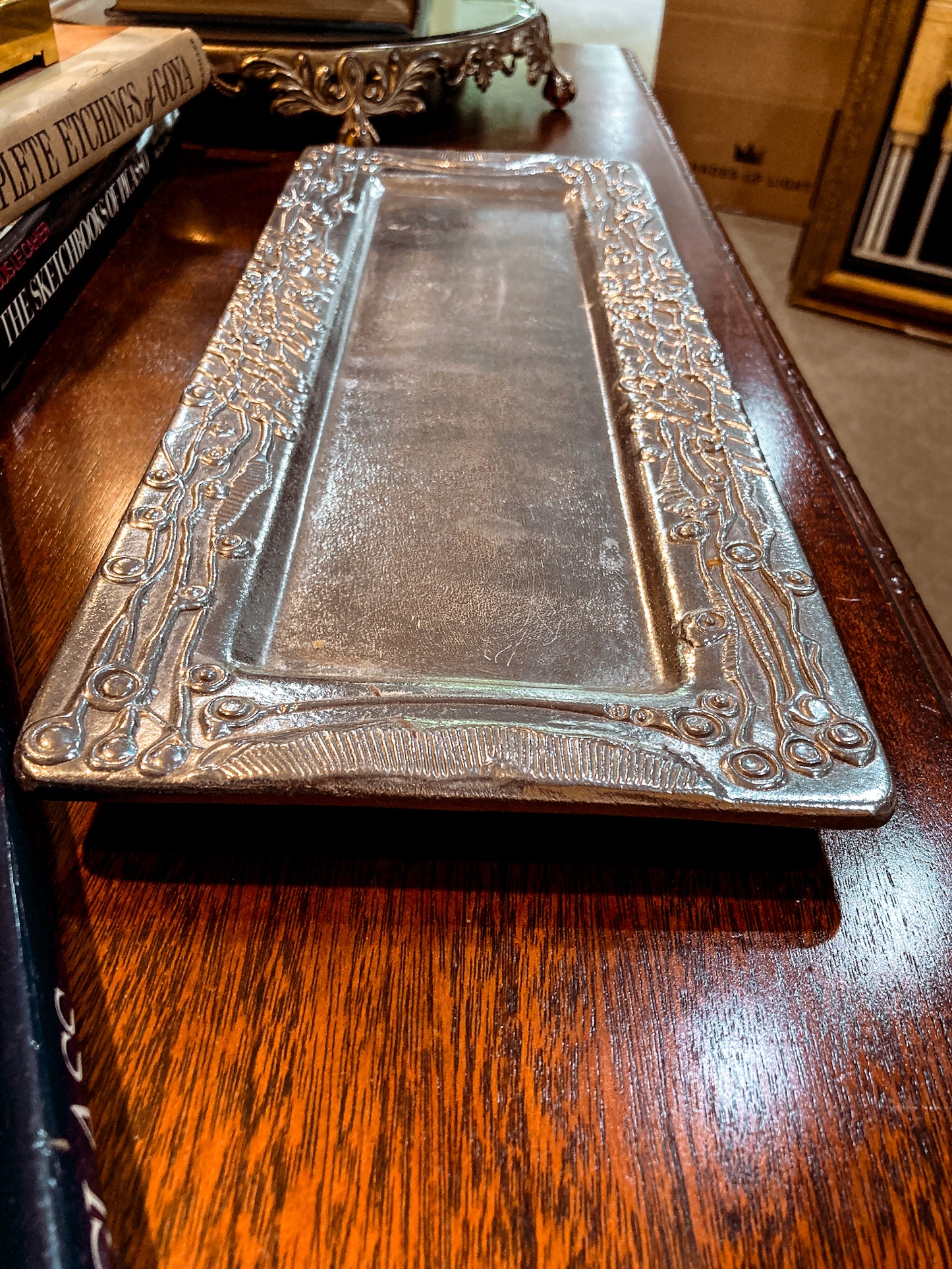 Vintage Don Drumm Studio Aluminum Metal Rectangular Narrow Platter Tray