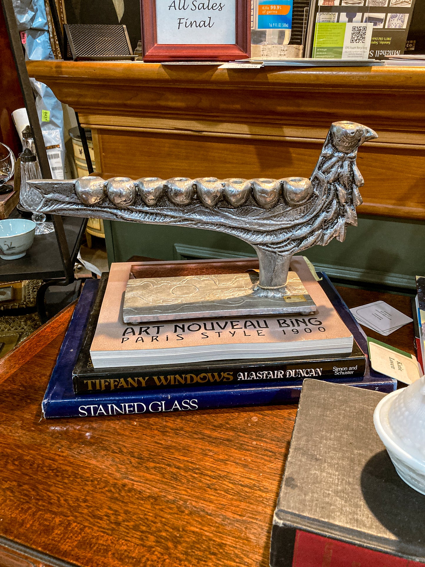 Vintage Don Drumm Studio Silver Aluminum Stylized Bird Shaped Menorah