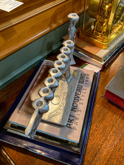 Vintage Don Drumm Studio Silver Aluminum Stylized Bird Shaped Menorah