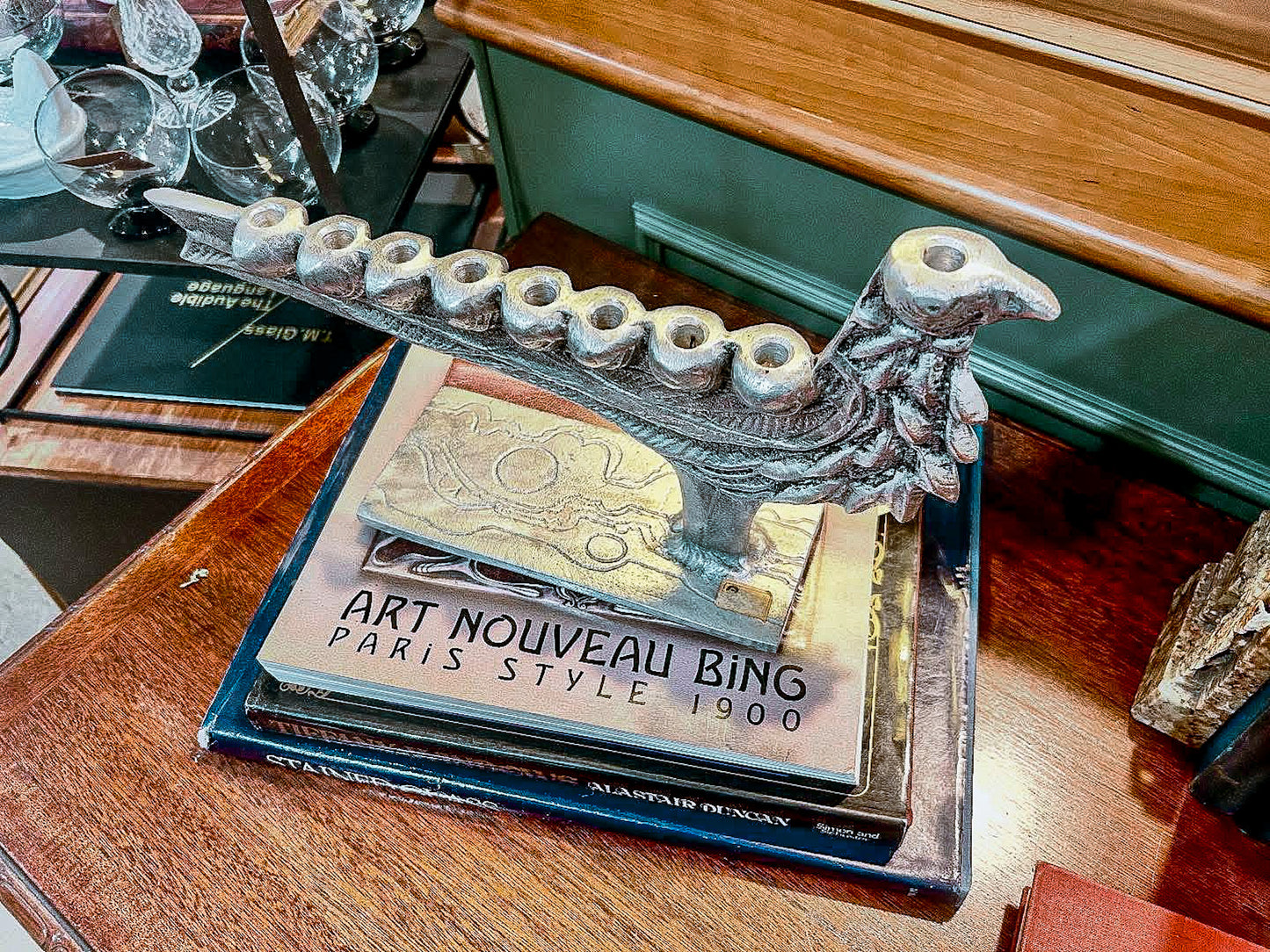 Vintage Don Drumm Studio Silver Stylized Bird Shaped Menorah