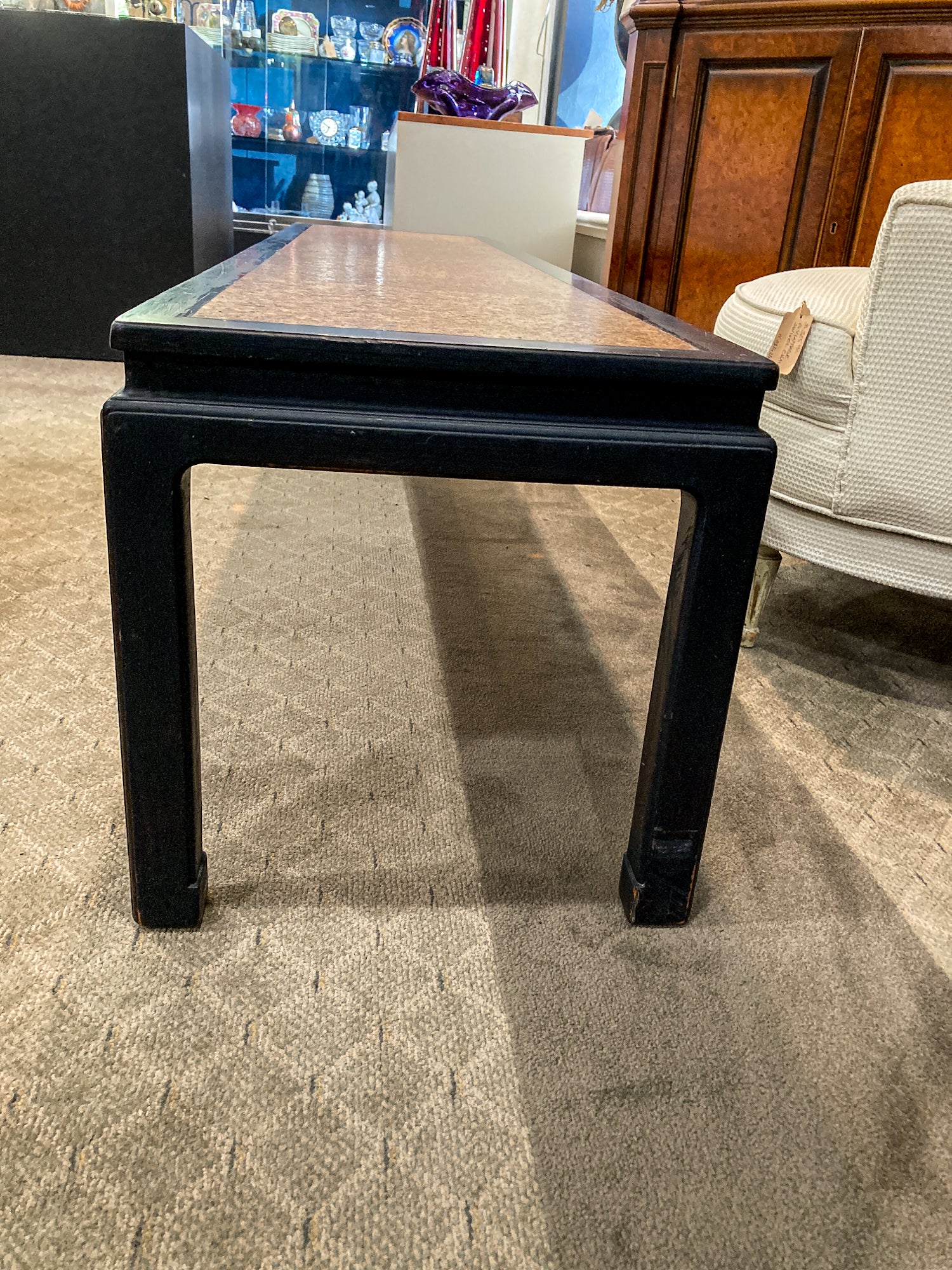 Vintage Dunbar Edward Wormley Cork Inlay Elongated Wood Coffee Table