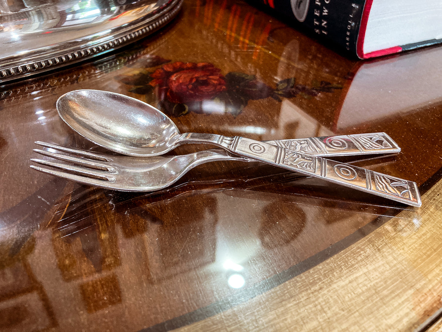 Vintage Dutch Sterling Silver Sailboat Horse Motif Childs Spoon Fork Silverware Set