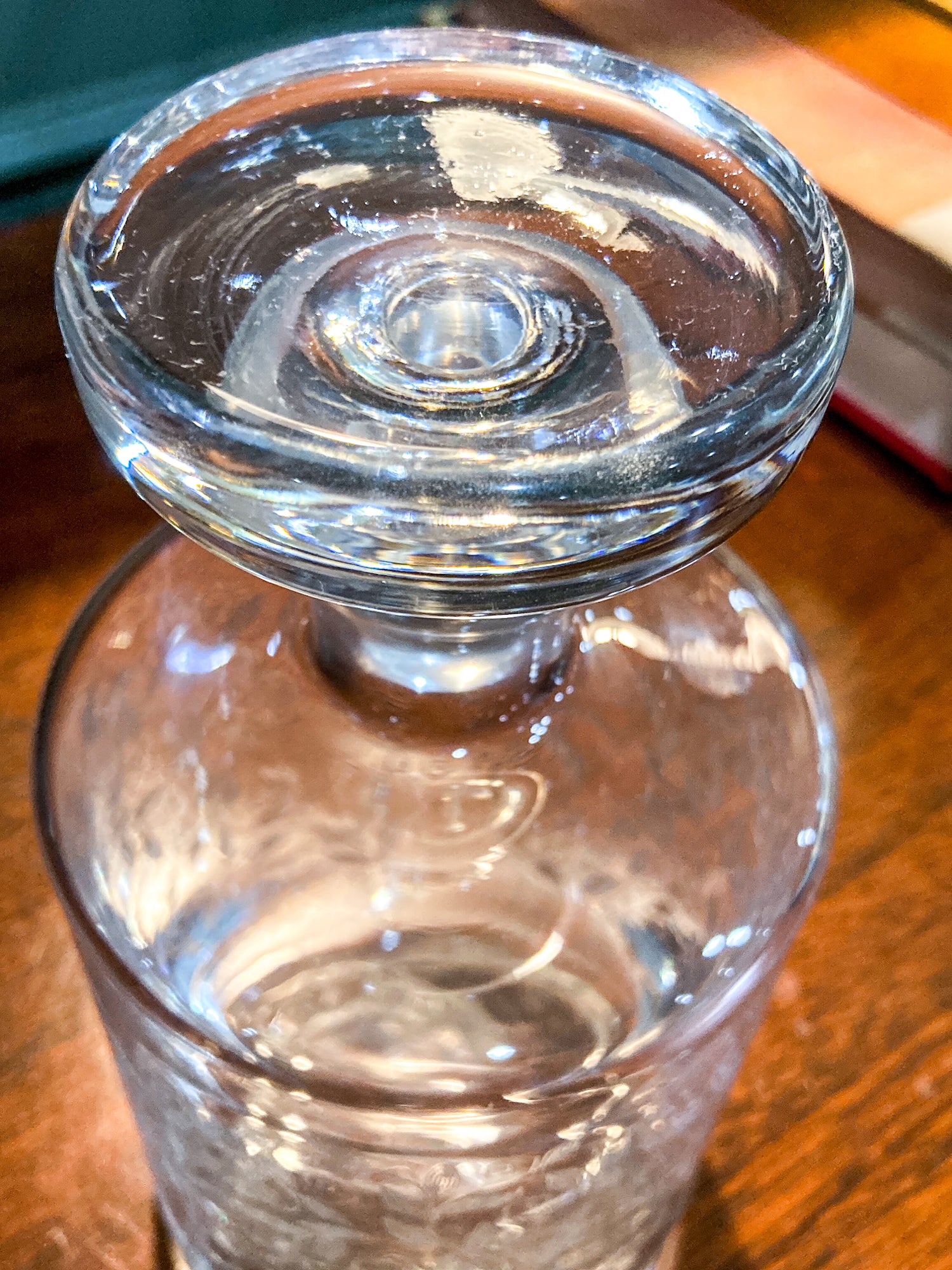 Vintage Formano MCM Hand- Etched Leaves Vine Clear Glass Decanter Barware