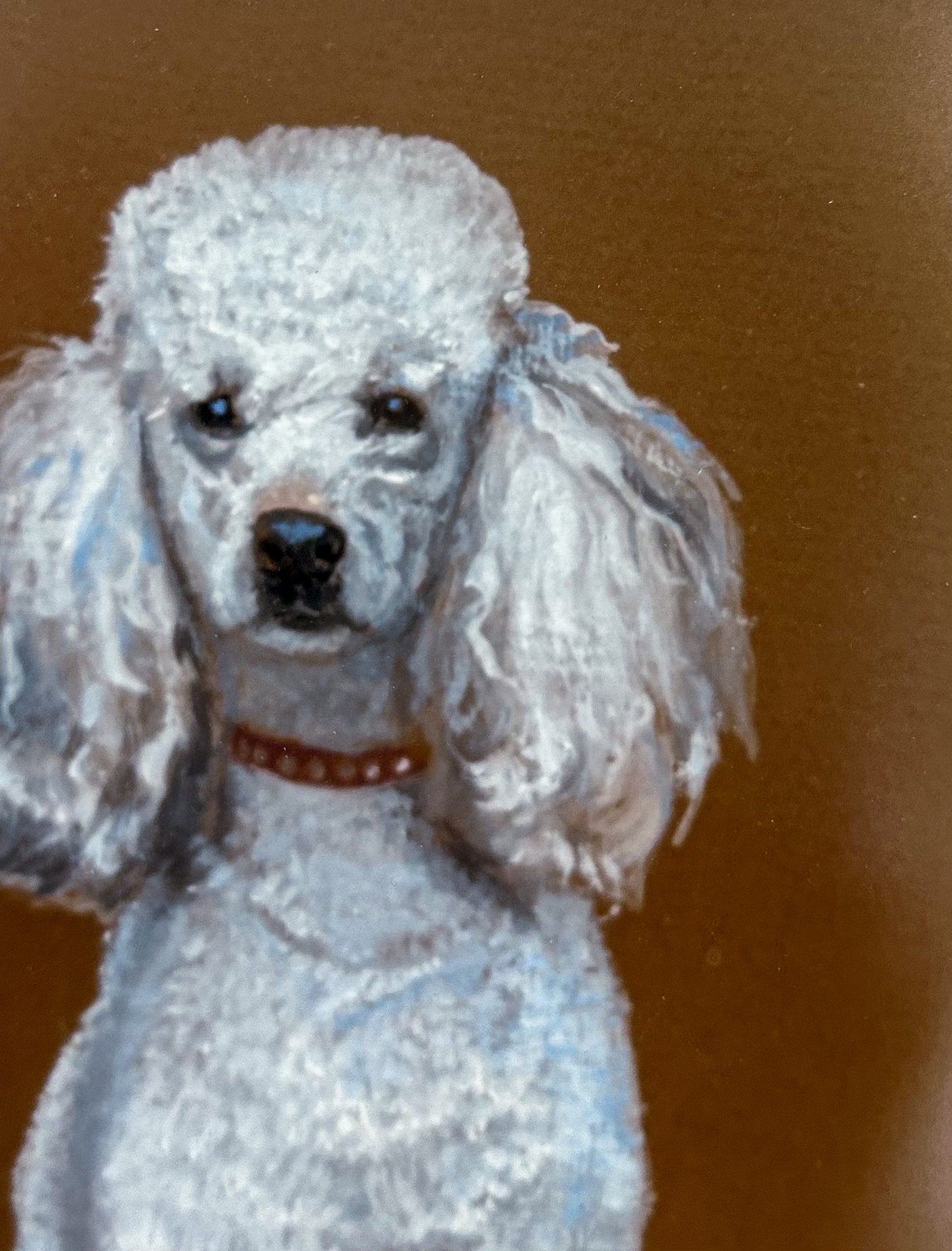 Vintage Framed White Poodle I Gouache Paper J. U. Hunt Wall Art Painting