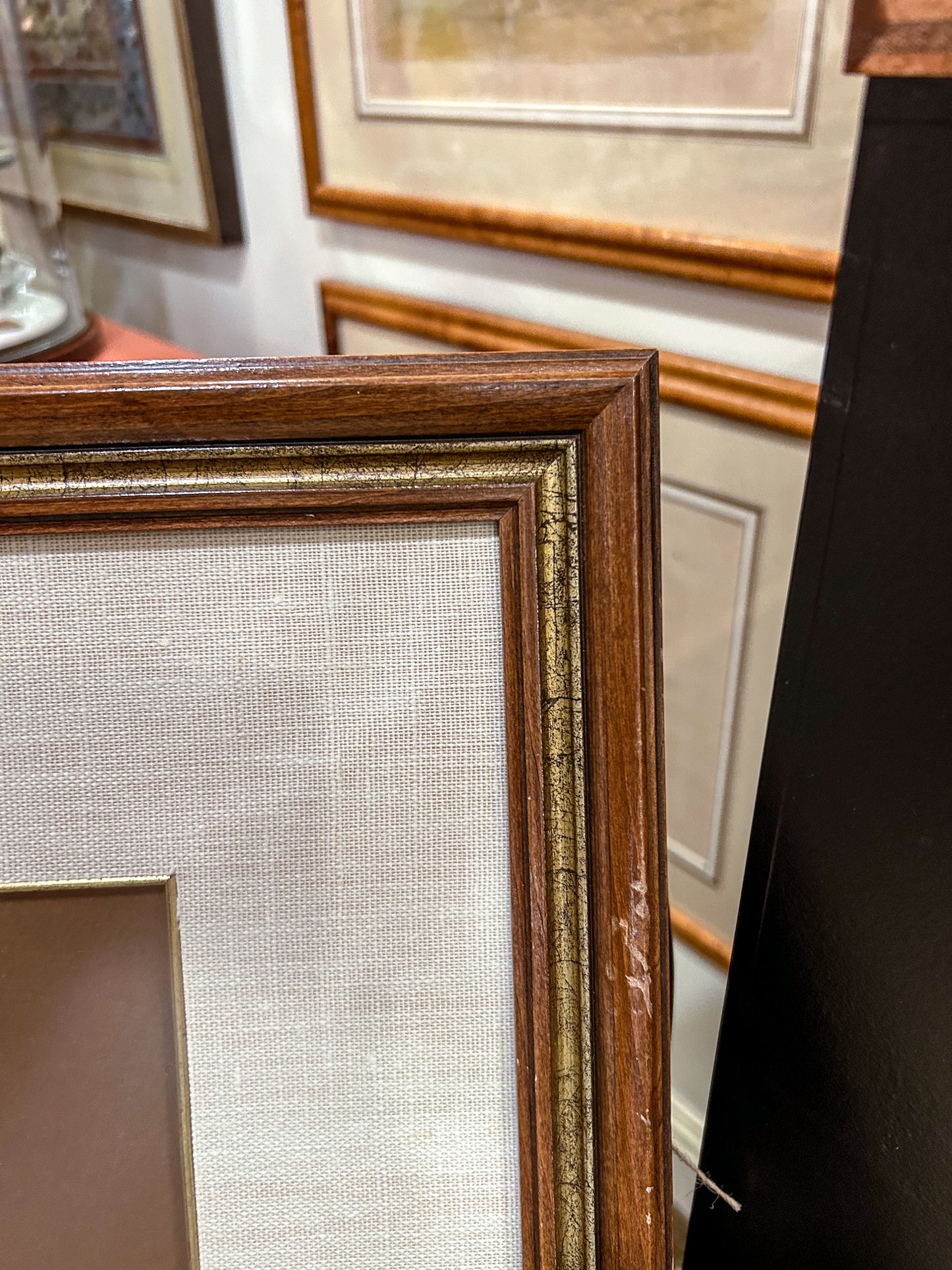 Vintage Framed White Poodle I Gouache Paper J. U. Hunt Wall Art Painting