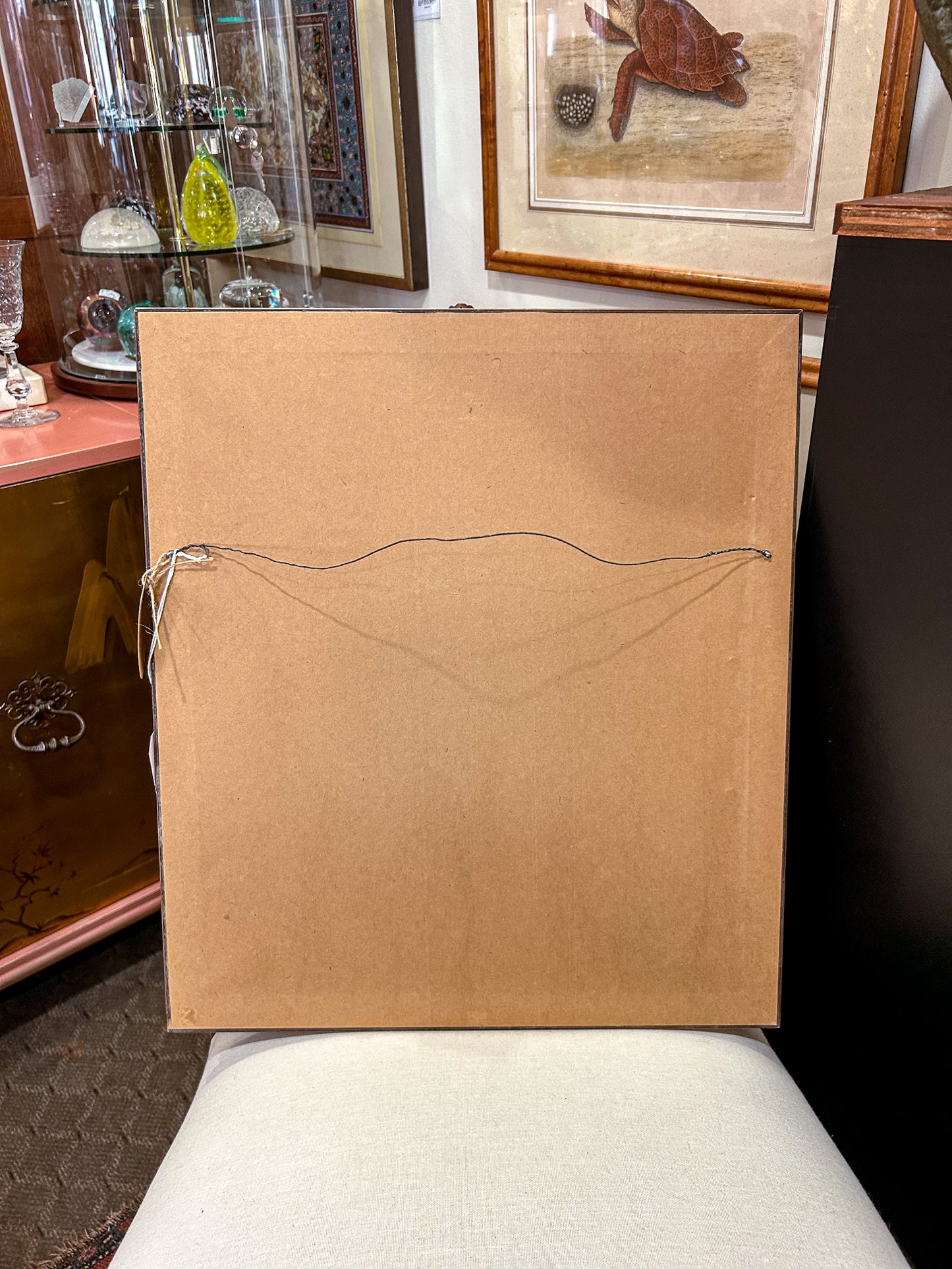 Vintage Framed White Poodle I Gouache Paper J. U. Hunt Wall Art Painting