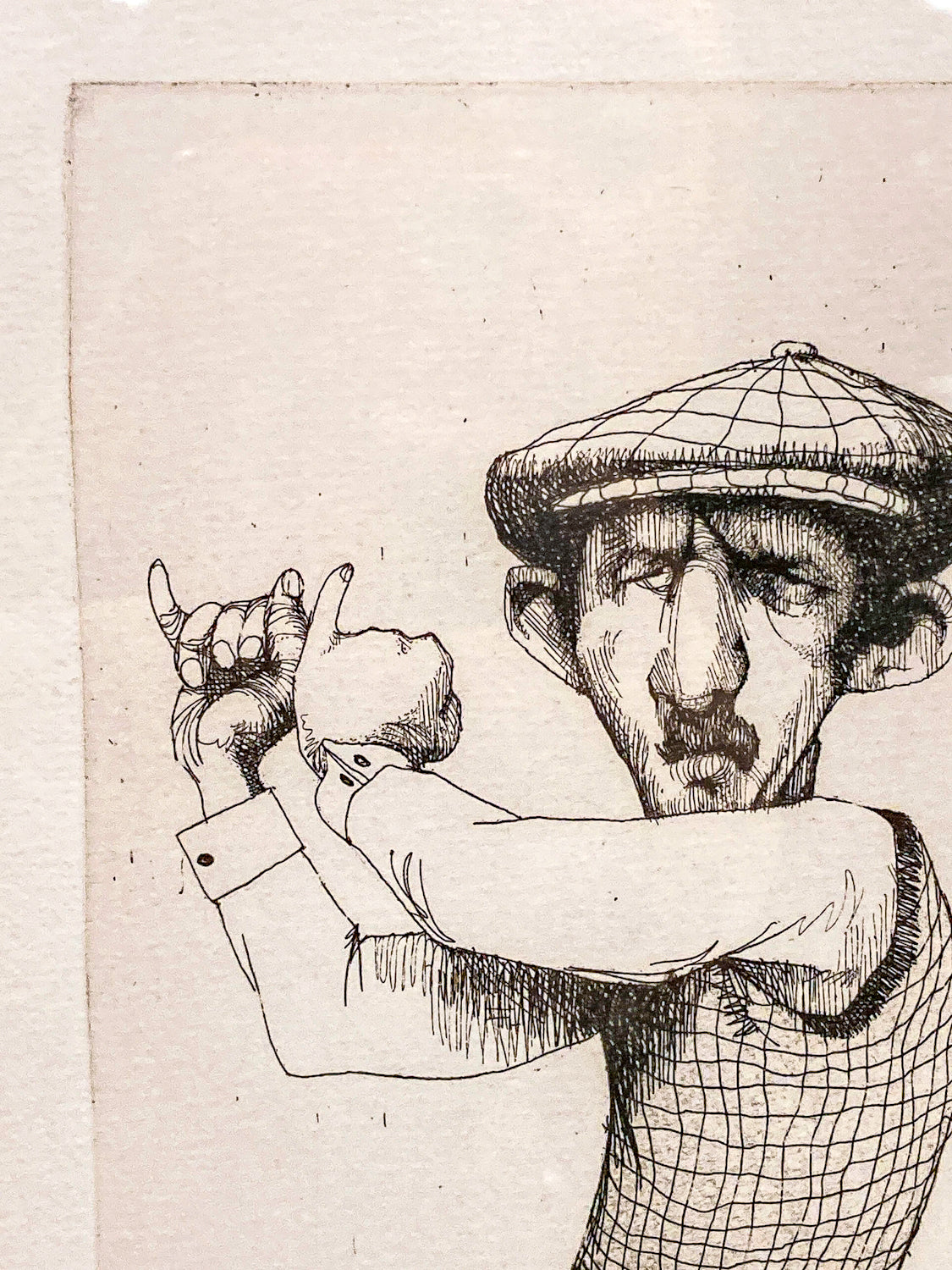 Stylized Golfer "Francis Ouimet" Charles Bragg (1931-2017) Framed Etching