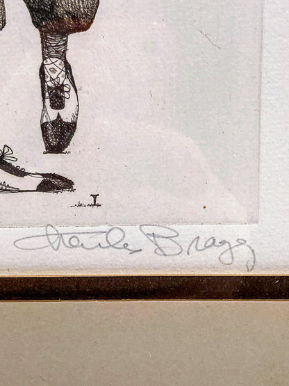 Stylized Golfer "Francis Ouimet" Charles Bragg (1931-2017) Framed Etching