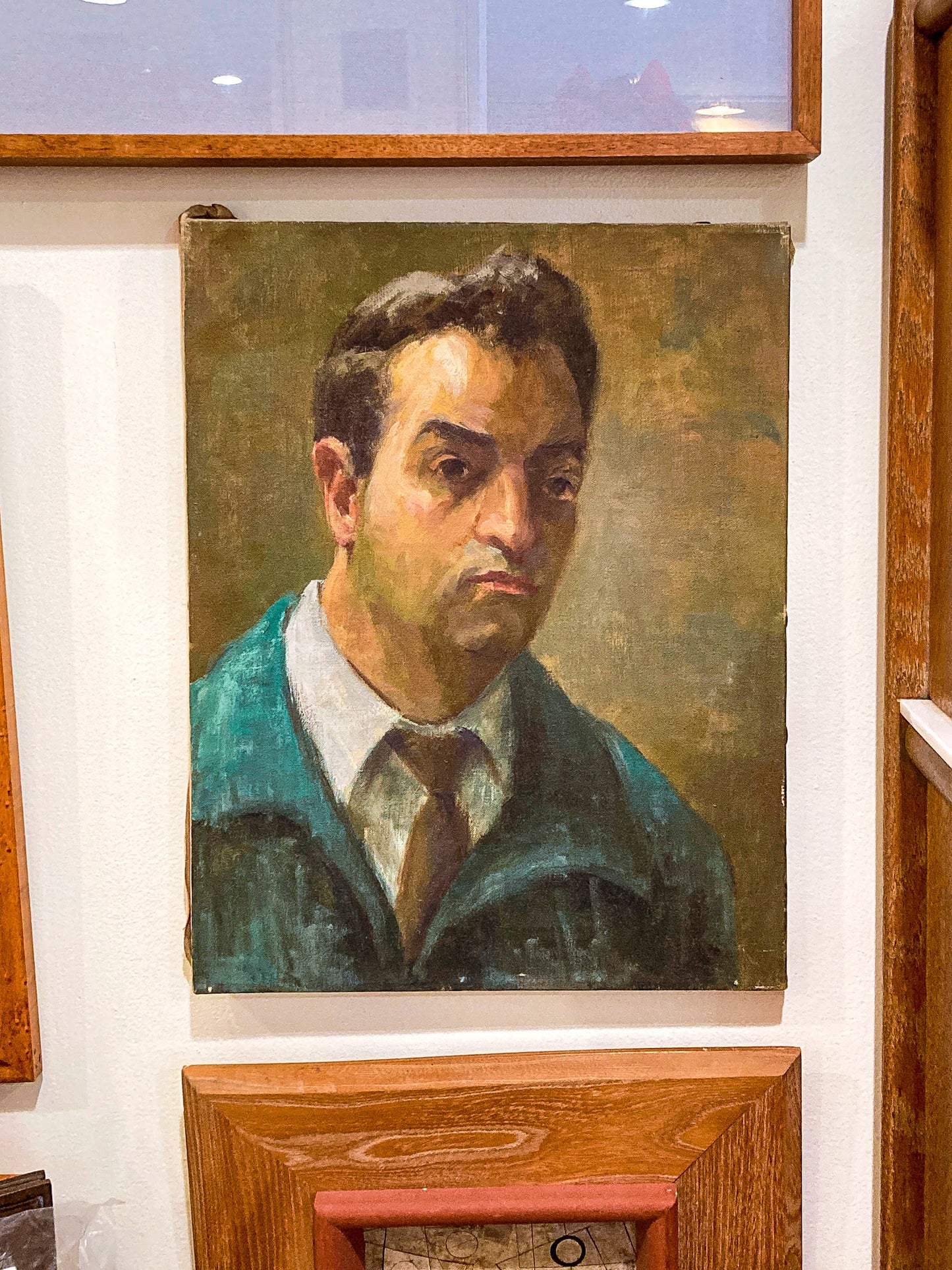 Vintage Original Self Portrait Frank Campanella (1918-2016) Canvas Oil Painting