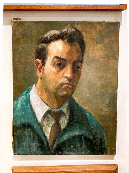 Vintage Original Self Portrait Frank Campanella (1918-2016) Canvas Oil Painting
