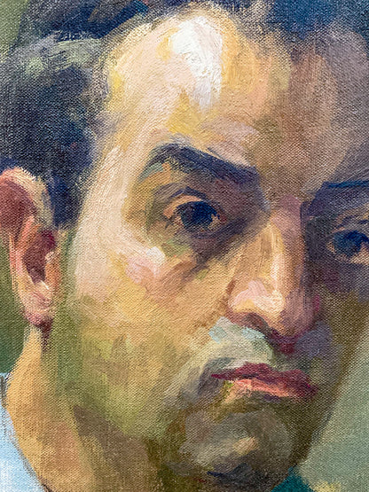 Vintage Original Self Portrait Frank Campanella (1918-2016) Canvas Oil Painting