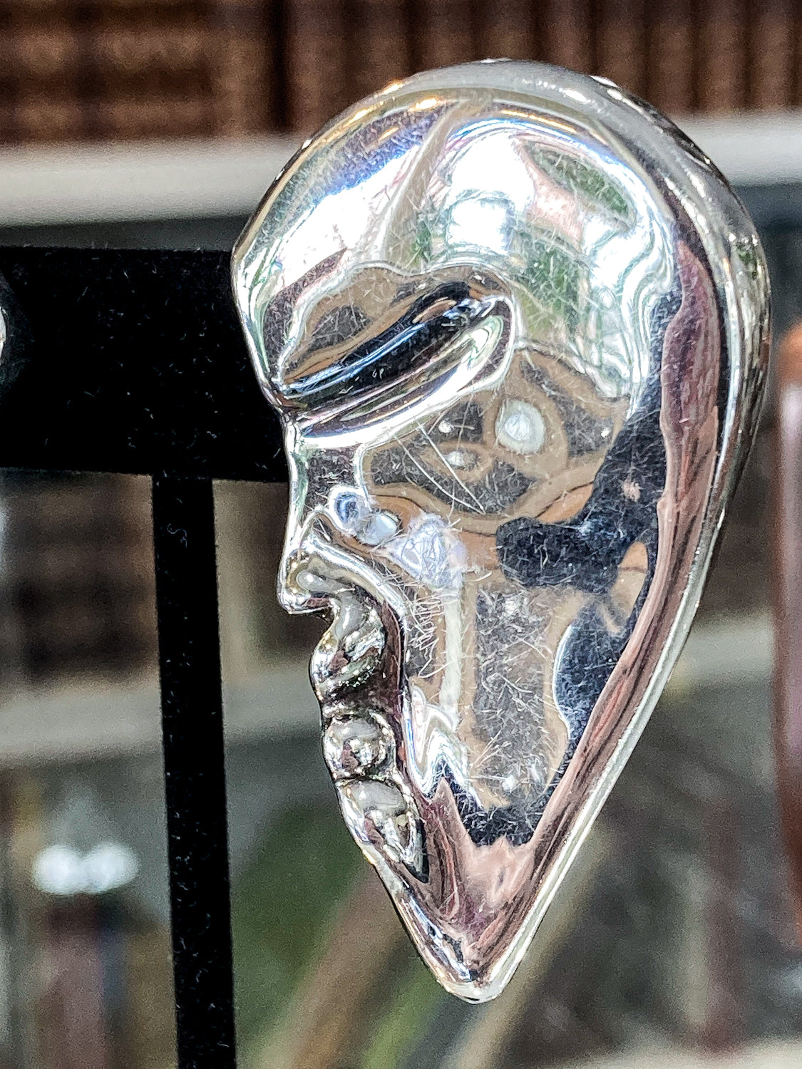 Vintage Frederic Jean Duclos Abstract Profile Face Sterling Silver Clip On Earrings