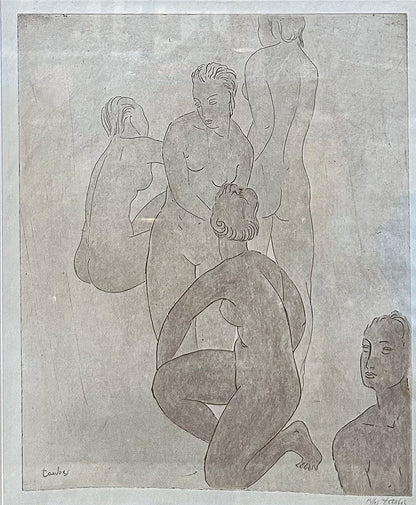 Vintage Frederic Taubes (1900-1981) Female Figurative Framed Aquatint Etching